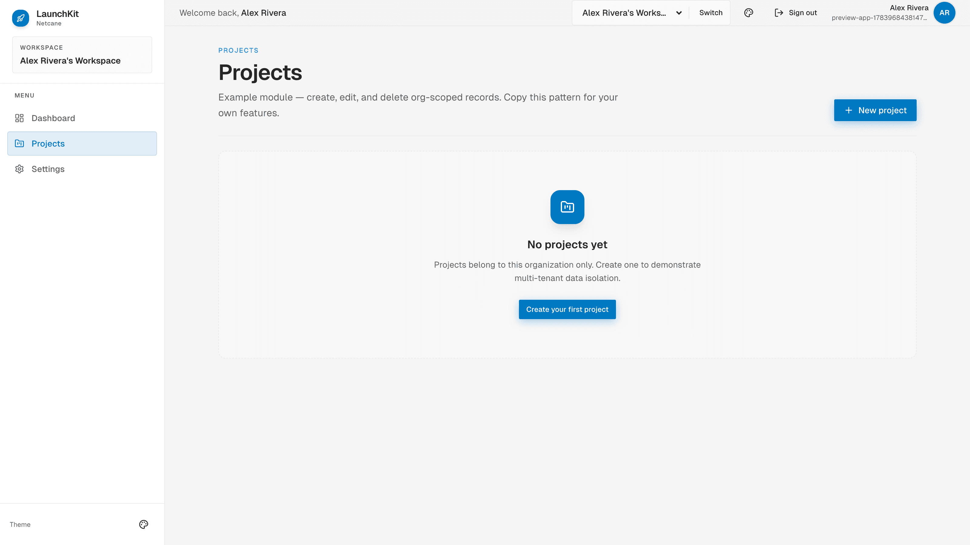LaunchKit projects workspace